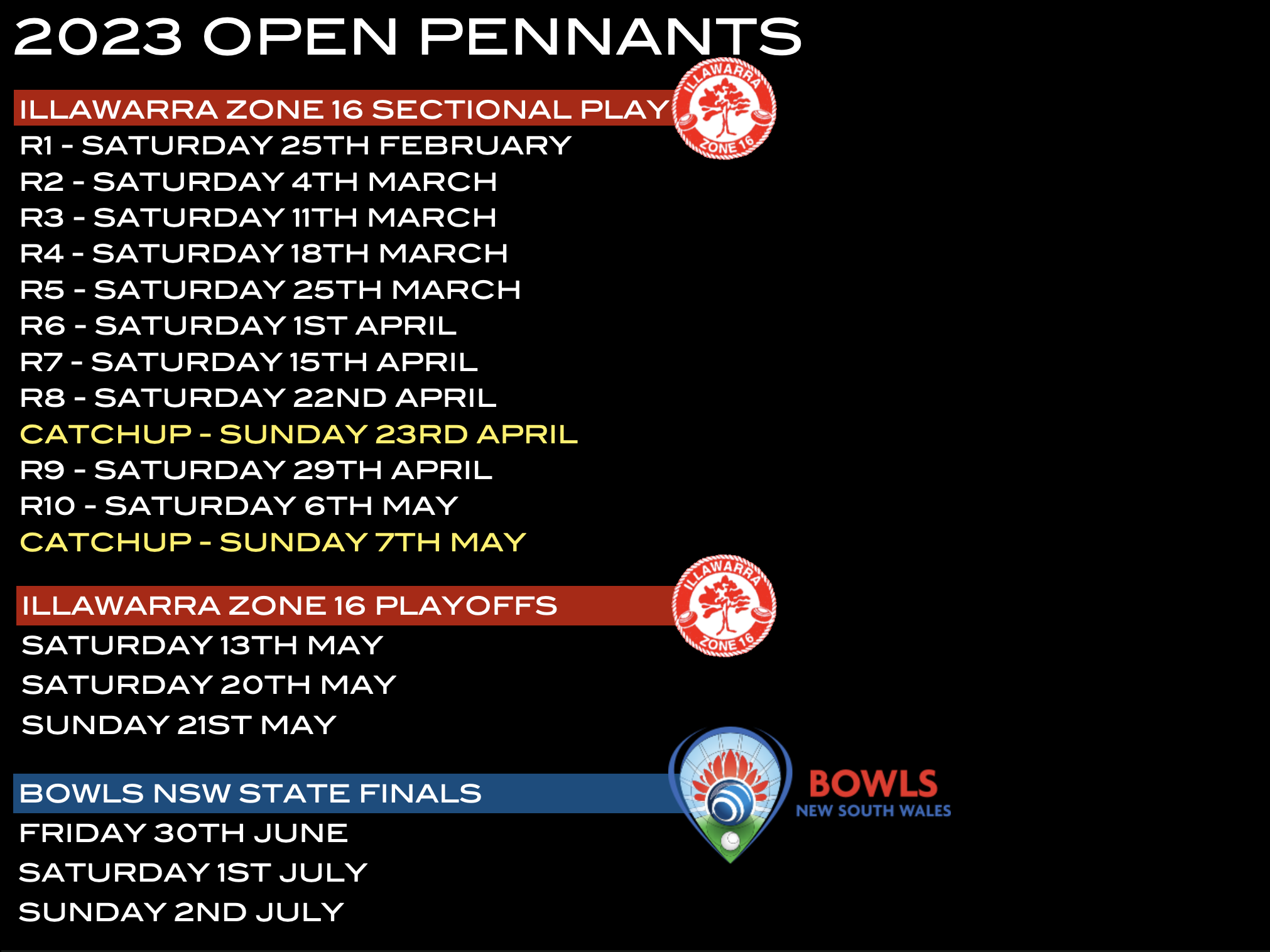 2023 Open Pennants Windang Bowling Club